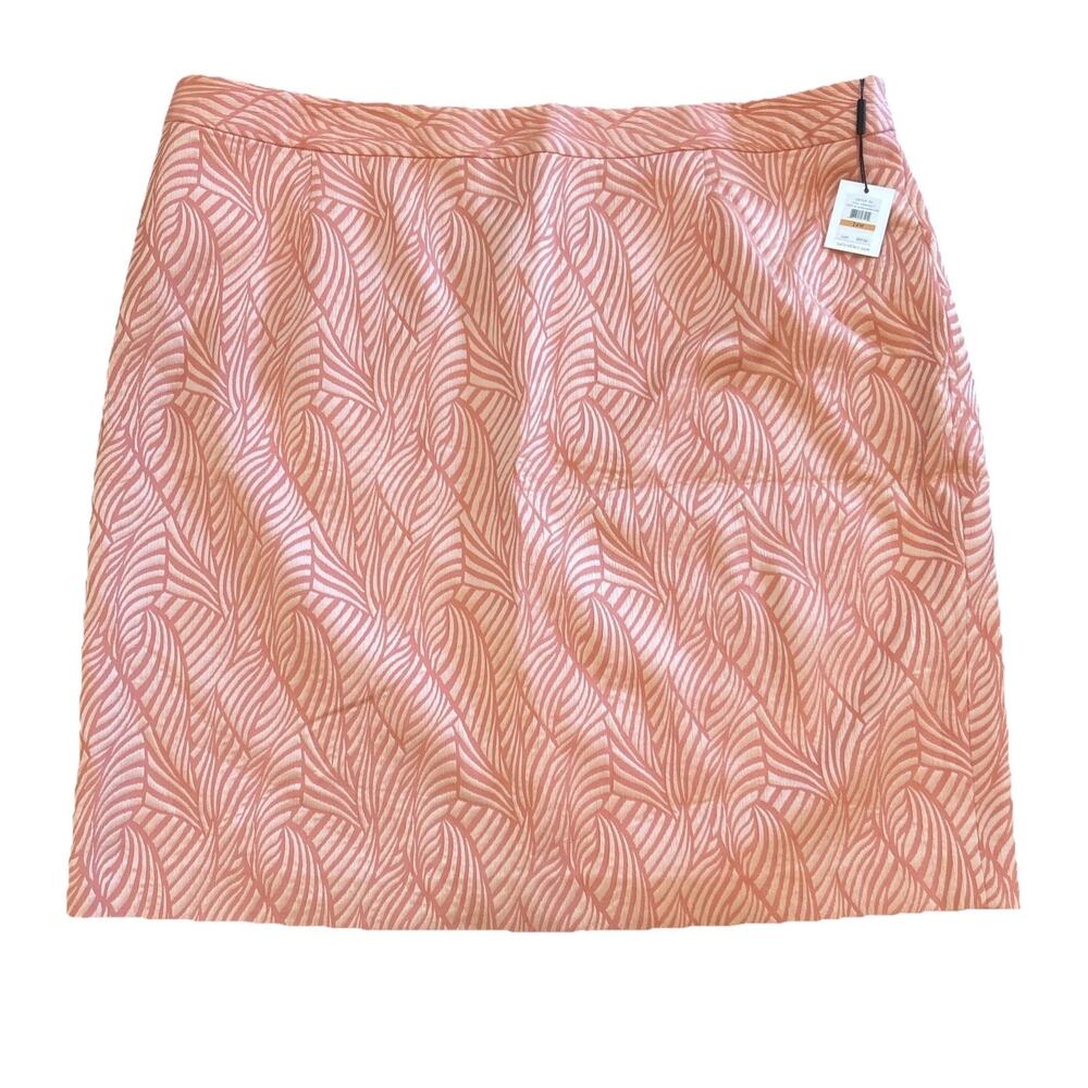 NWT Calvin Klein Women’s Plus 24W Pencil Skirt Peach Fan Embroidered Design